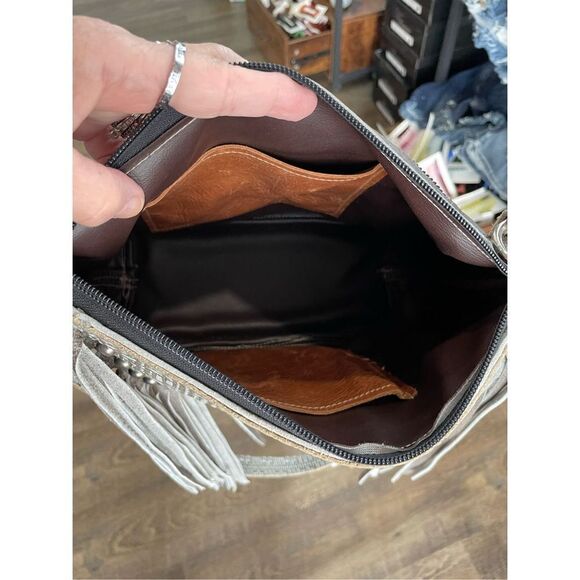 Holy Cow Culture 847 Original Leather Cowhide Fringed Crossbody Bag Gift - Picture 14 of 16